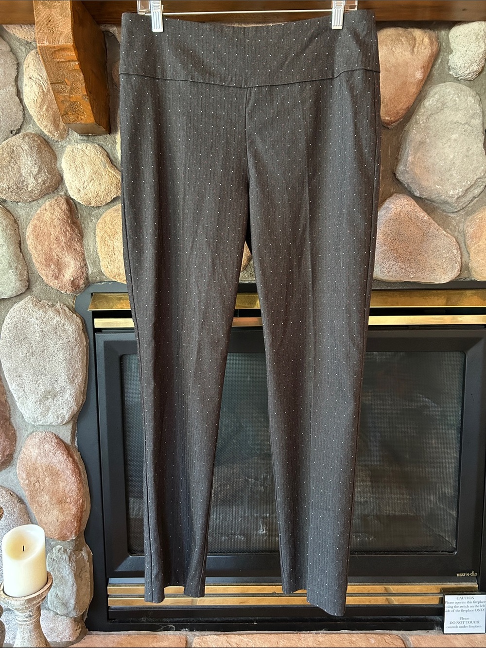 Renuar Women’s Grey Ponte Polka Dot Print Pull-On Ankle Pants, Size 10